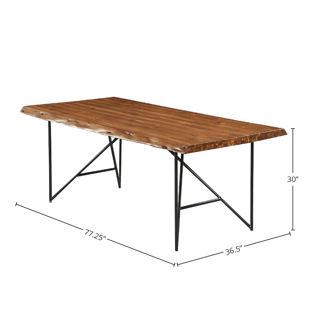 Live Edge Solid Wood Dining Table, Light Walnut. Picture 1