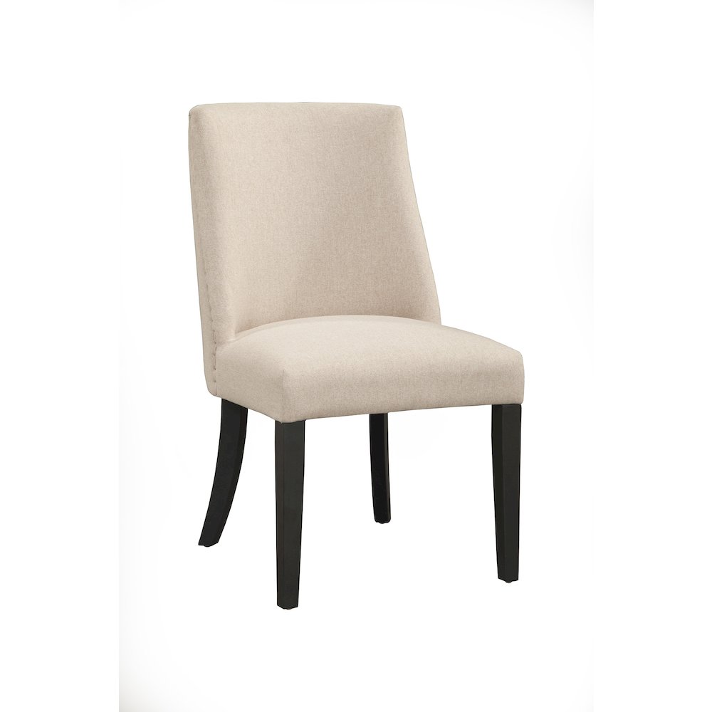 Live Edge Set of 2 Upholstered Parson Chairs, Cream/Black. Picture 1