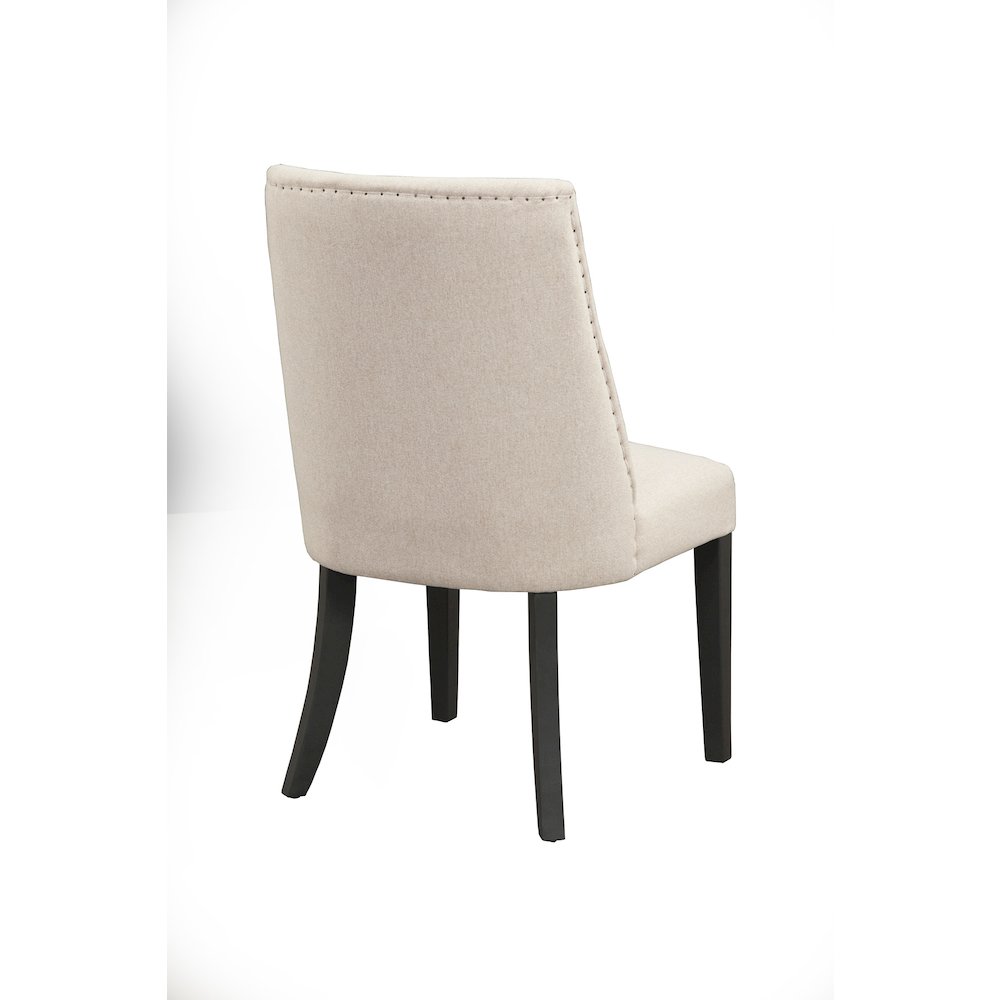 Live Edge Set of 2 Upholstered Parson Chairs, Cream/Black. Picture 2
