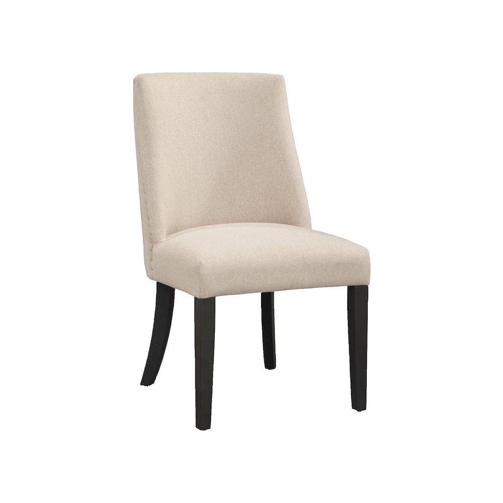 Live Edge Set of 2 Upholstered Parson Chairs, Cream/Black. Picture 4