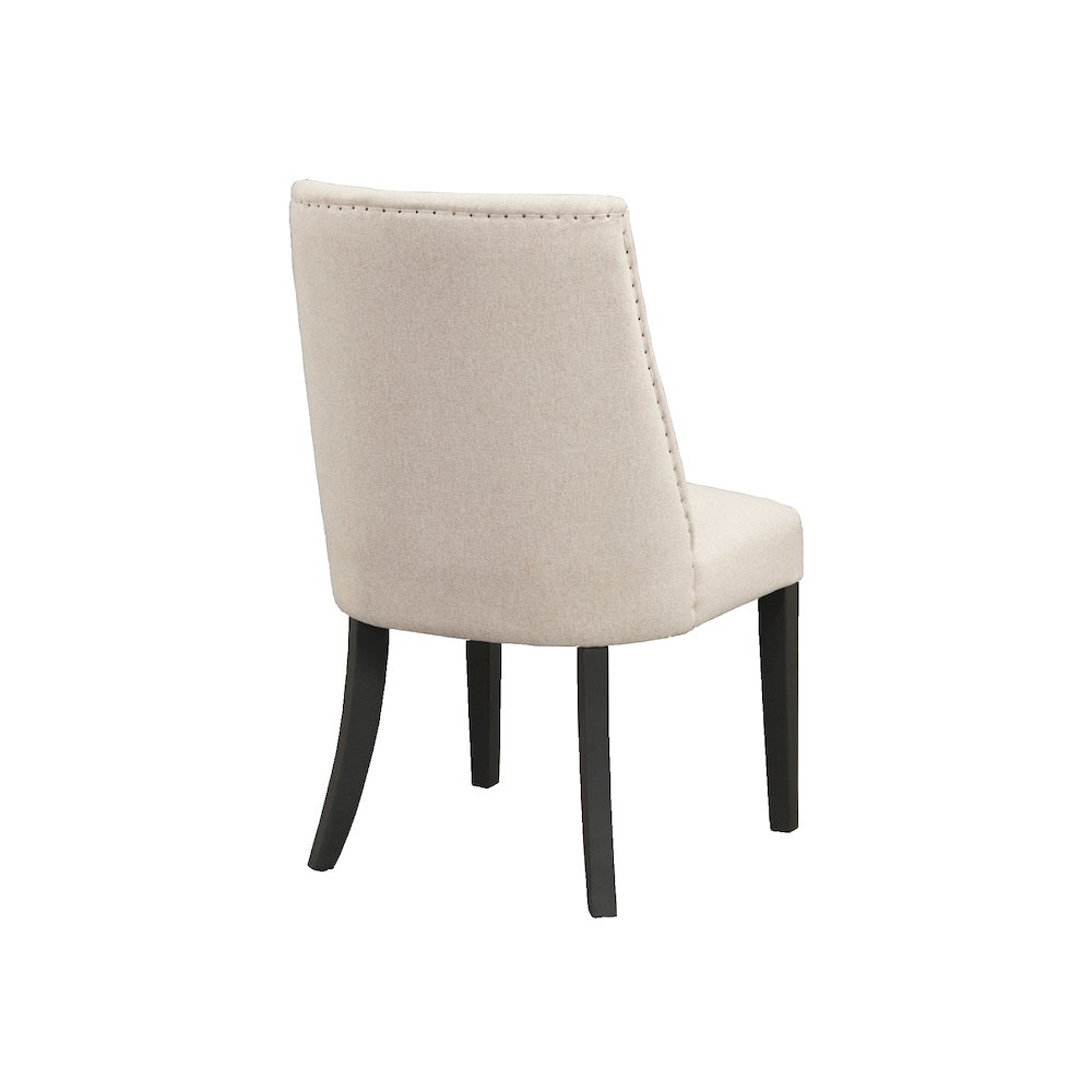 Live Edge Set of 2 Upholstered Parson Chairs, Cream/Black. Picture 5