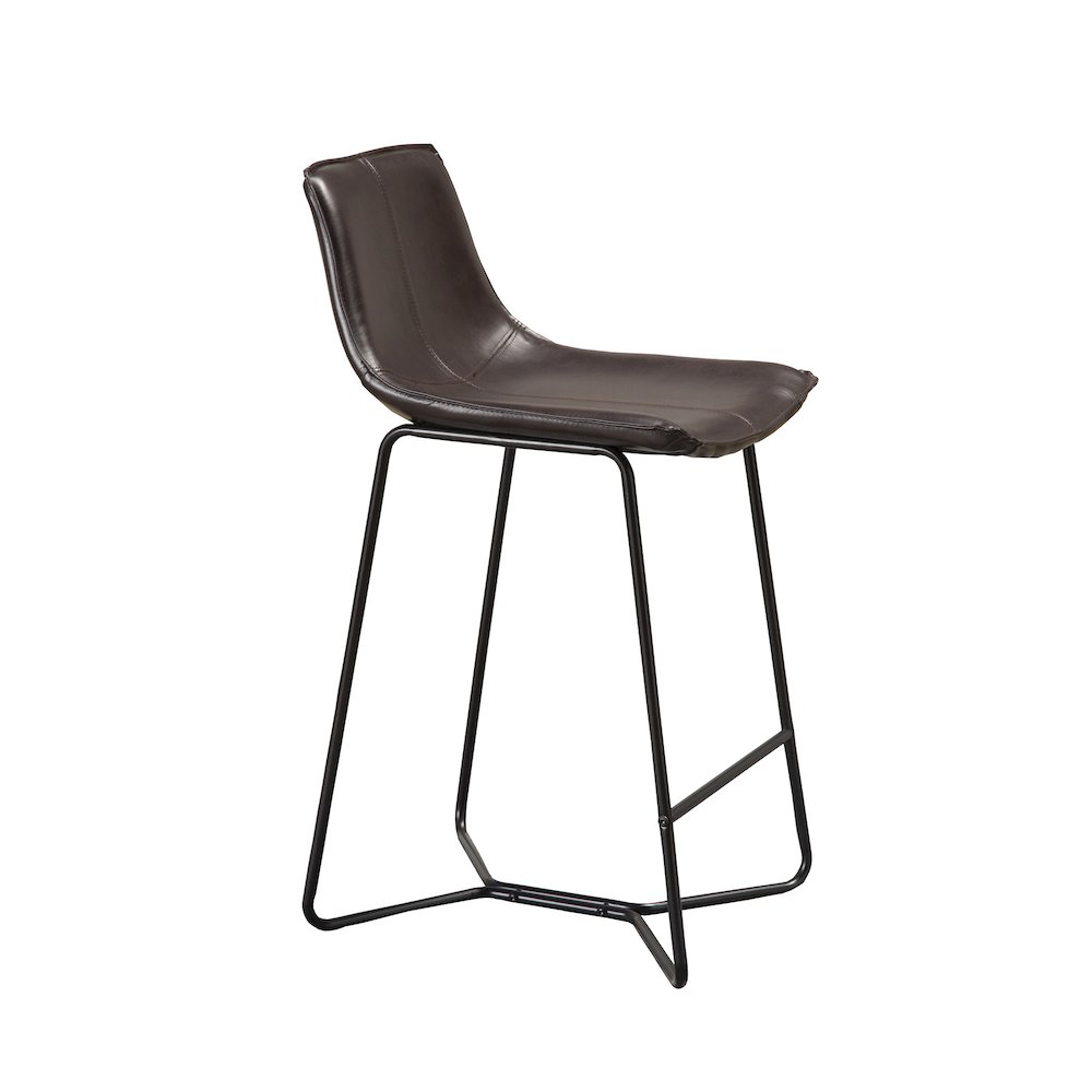 Live Edge Set of 2 Bonded Leather Pub Chairs, Dark Brown. Picture 5