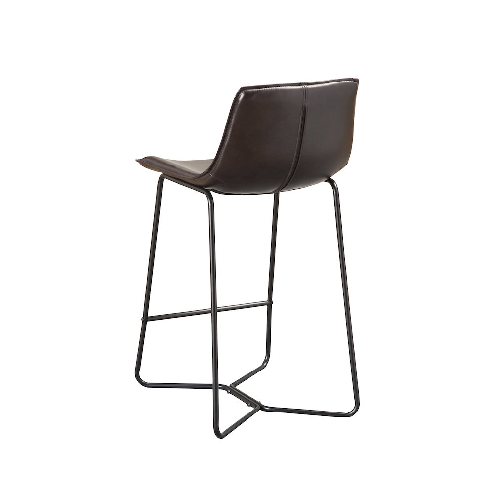 Live Edge Set of 2 Bonded Leather Pub Chairs, Dark Brown. Picture 6