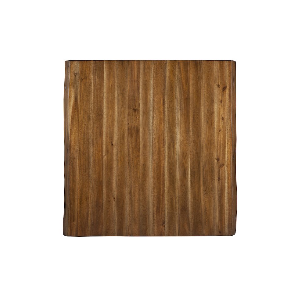 Live Edge Solid Wood Pub Table w/Metal Legs, Light Walnut. Picture 4