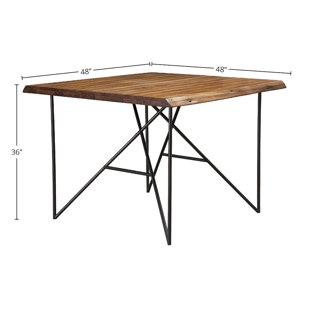 Live Edge Solid Wood Pub Table w/Metal Legs, Light Walnut. Picture 1