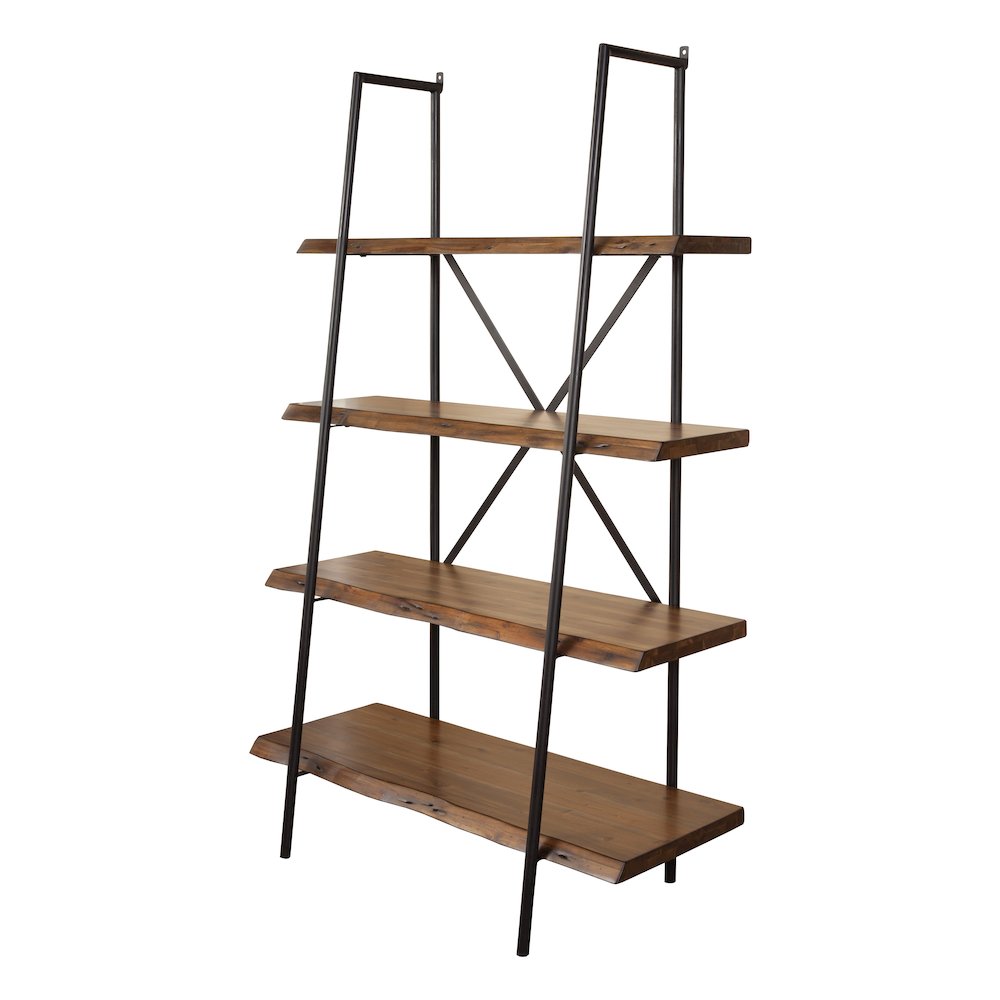 Live Edge 4 Shelf Bookshelf, Light Walnut. Picture 2