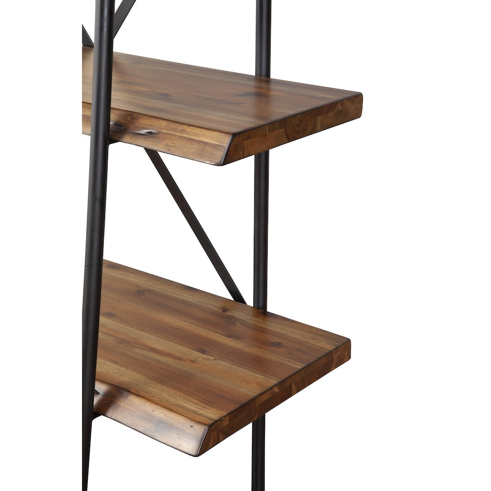 Live Edge 4 Shelf Bookshelf, Light Walnut. Picture 3