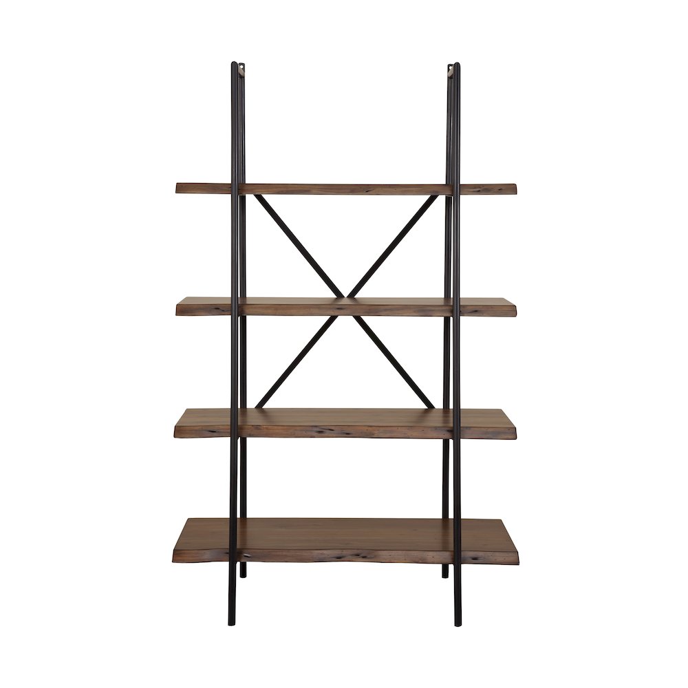Live Edge 4 Shelf Bookshelf, Light Walnut. Picture 4