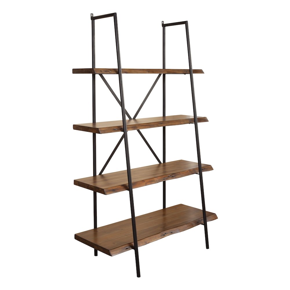 Live Edge 4 Shelf Bookshelf, Light Walnut. Picture 5
