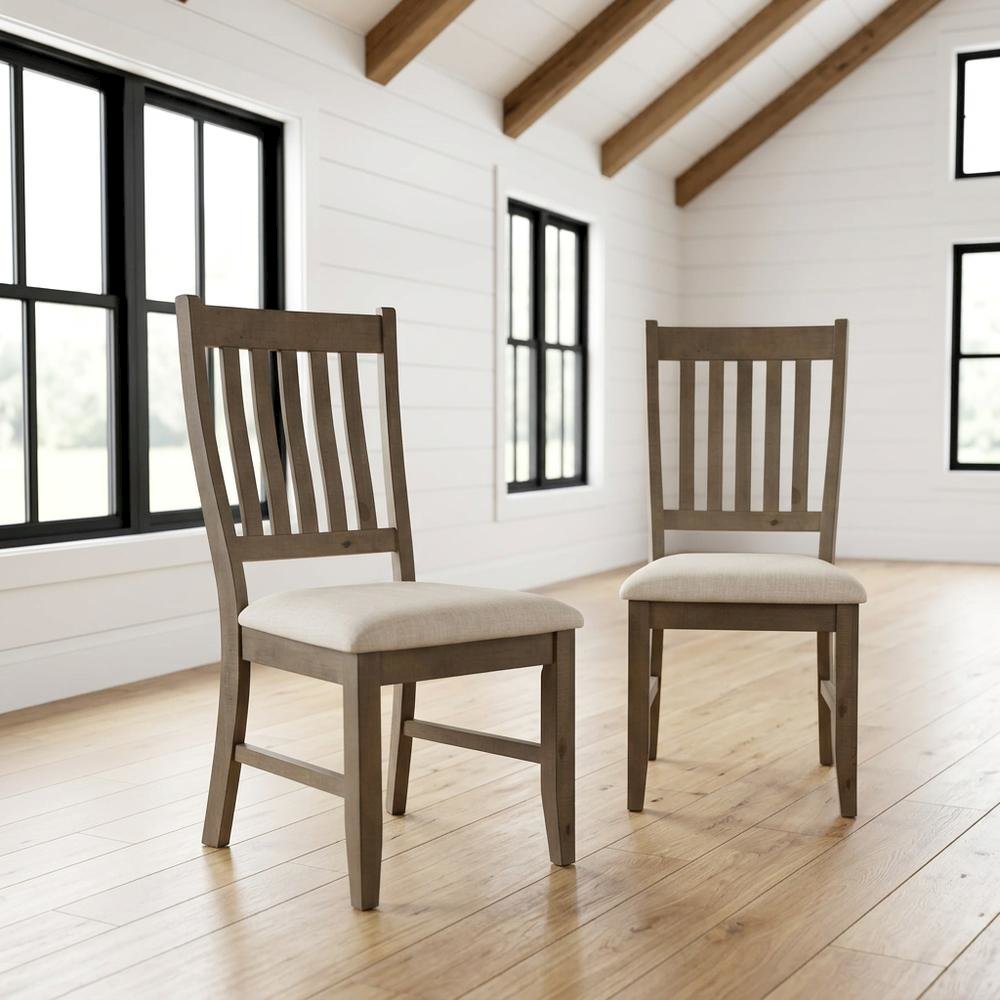 Solid Pine Farmhouse Dining Chairs, Natural, Set of 2. Picture 2
