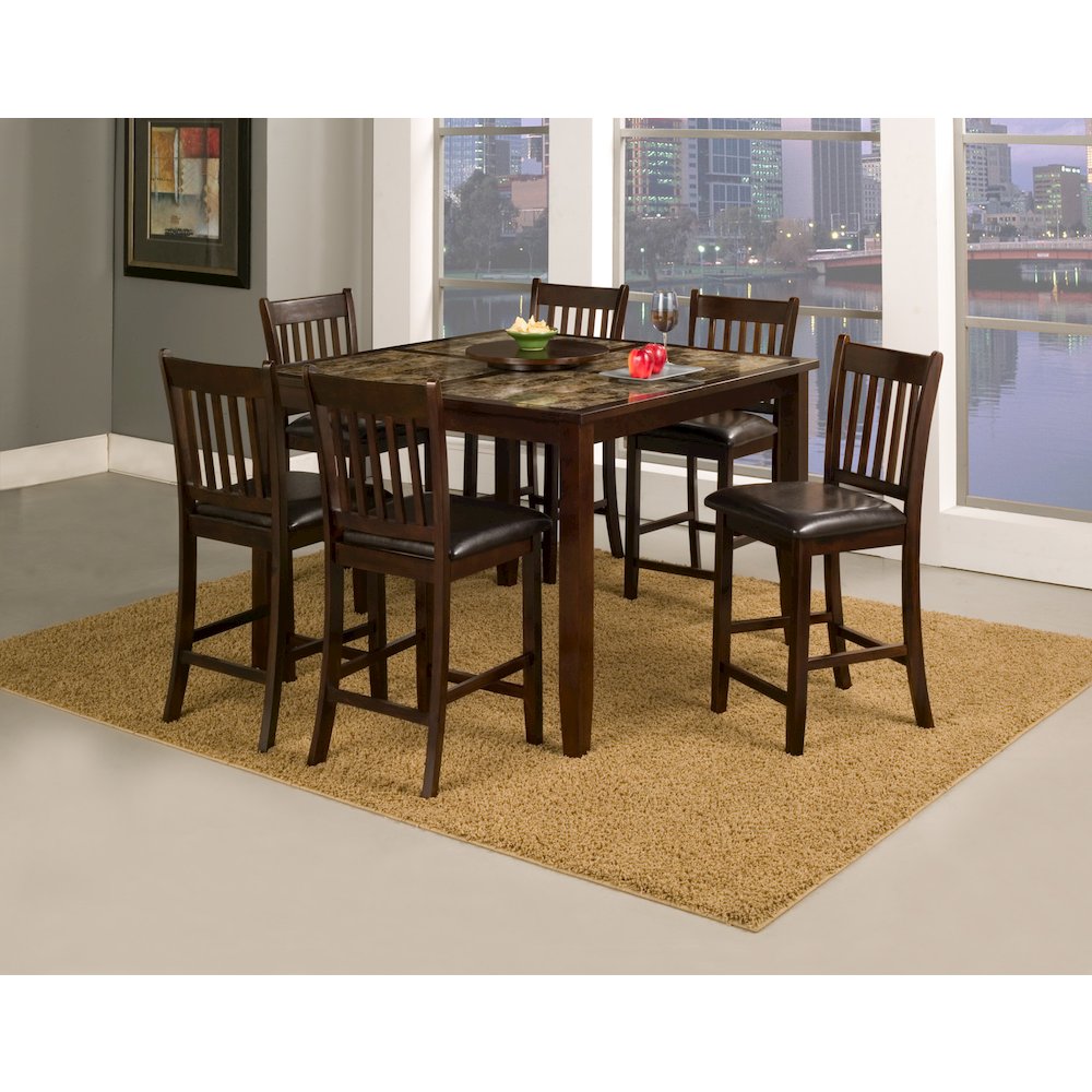 Capitola Faux Marble Large Pub Table w/ Removable 18" Lazy Susan, Espresso. Picture 1