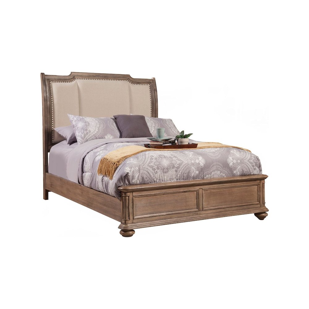 Melbourne Queen Sleigh Bed w/Upholstered Headboard, French Truffle. Picture 1