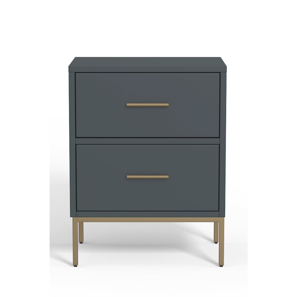 Madelyn Two Drawer Nightstand, Slate Gray. Picture 3