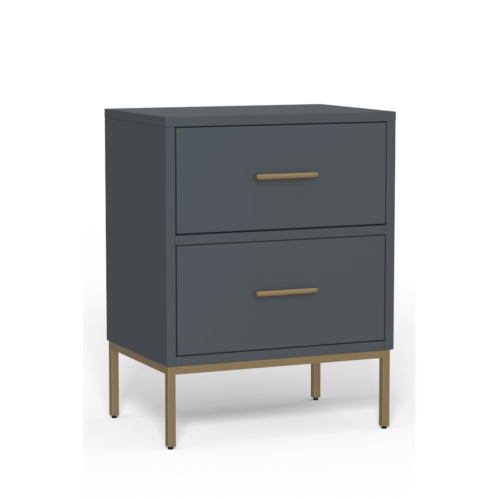 Madelyn Two Drawer Nightstand, Slate Gray. Picture 4