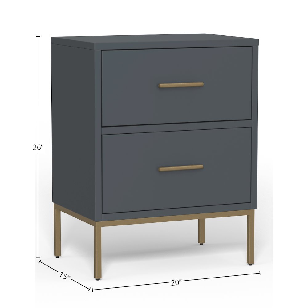 Madelyn Two Drawer Nightstand, Slate Gray. Picture 1