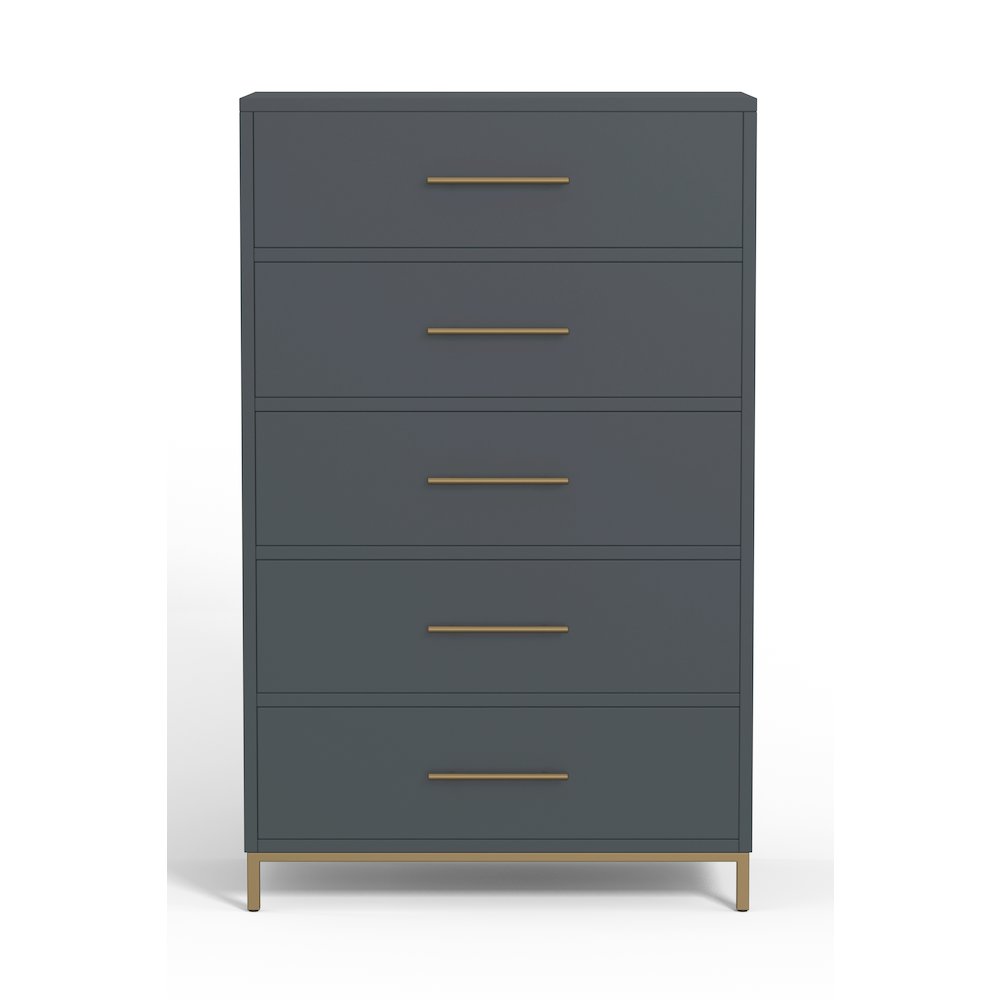Madelyn Five Drawer Chest, Slate Gray. Picture 3