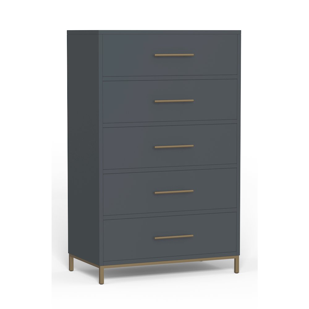Madelyn Five Drawer Chest, Slate Gray. Picture 4