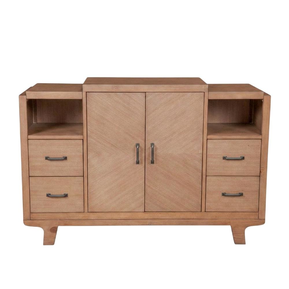 Solid Pine Sideboard Buffet Cabinet with Storage for Dining Room, Natural. Picture 1