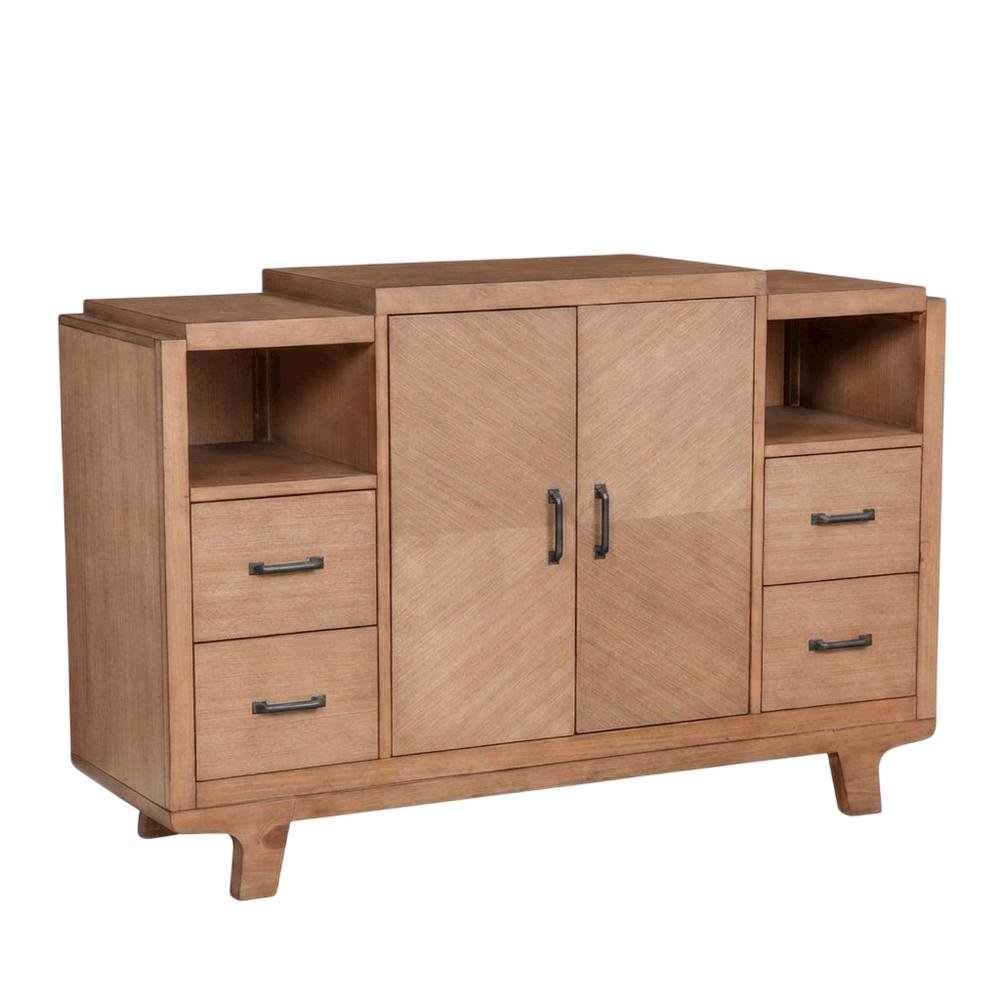 Solid Pine Sideboard Buffet Cabinet with Storage for Dining Room, Natural. Picture 3