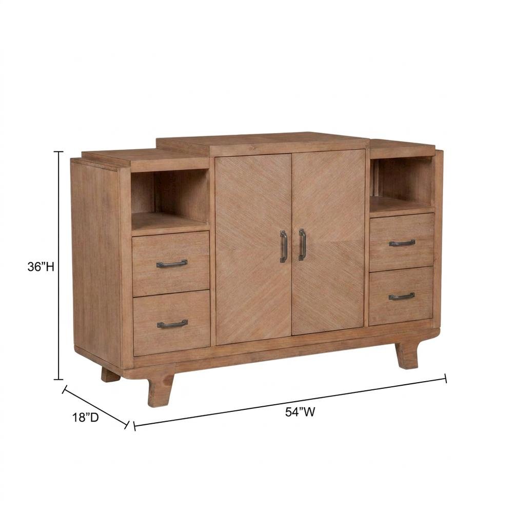 Solid Pine Sideboard Buffet Cabinet with Storage for Dining Room, Natural. Picture 5