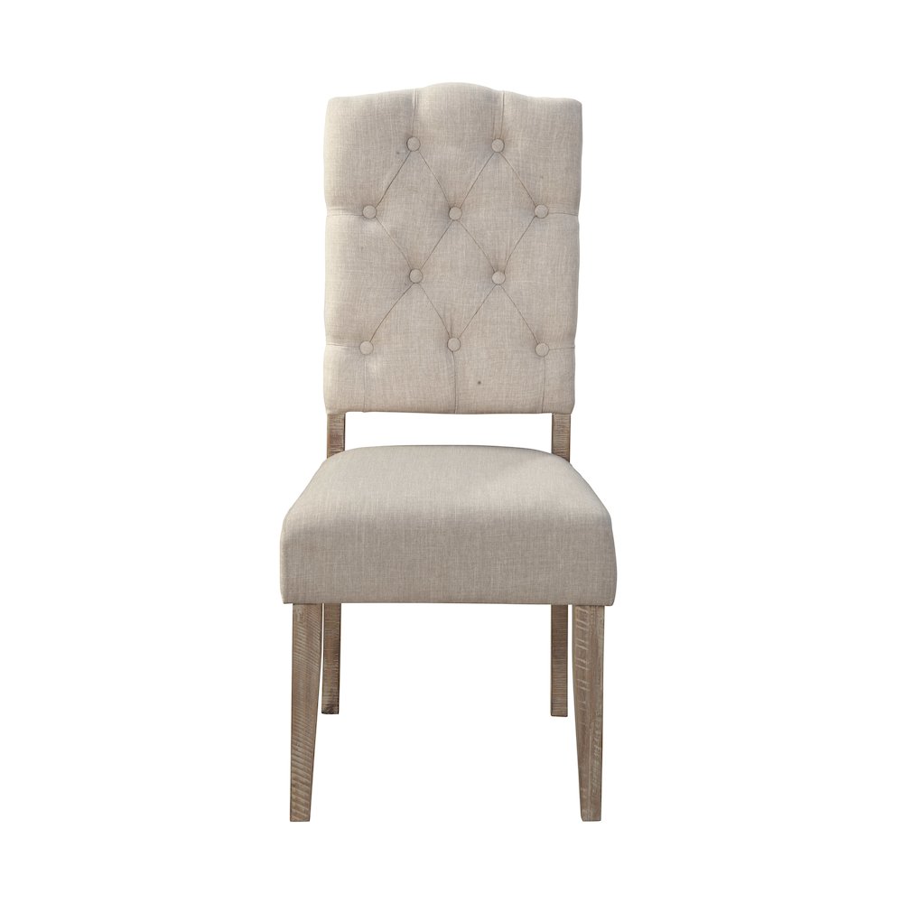 Newberry Set of 2 Button Tufted Parson Chairs, Weathered Natural. Picture 1