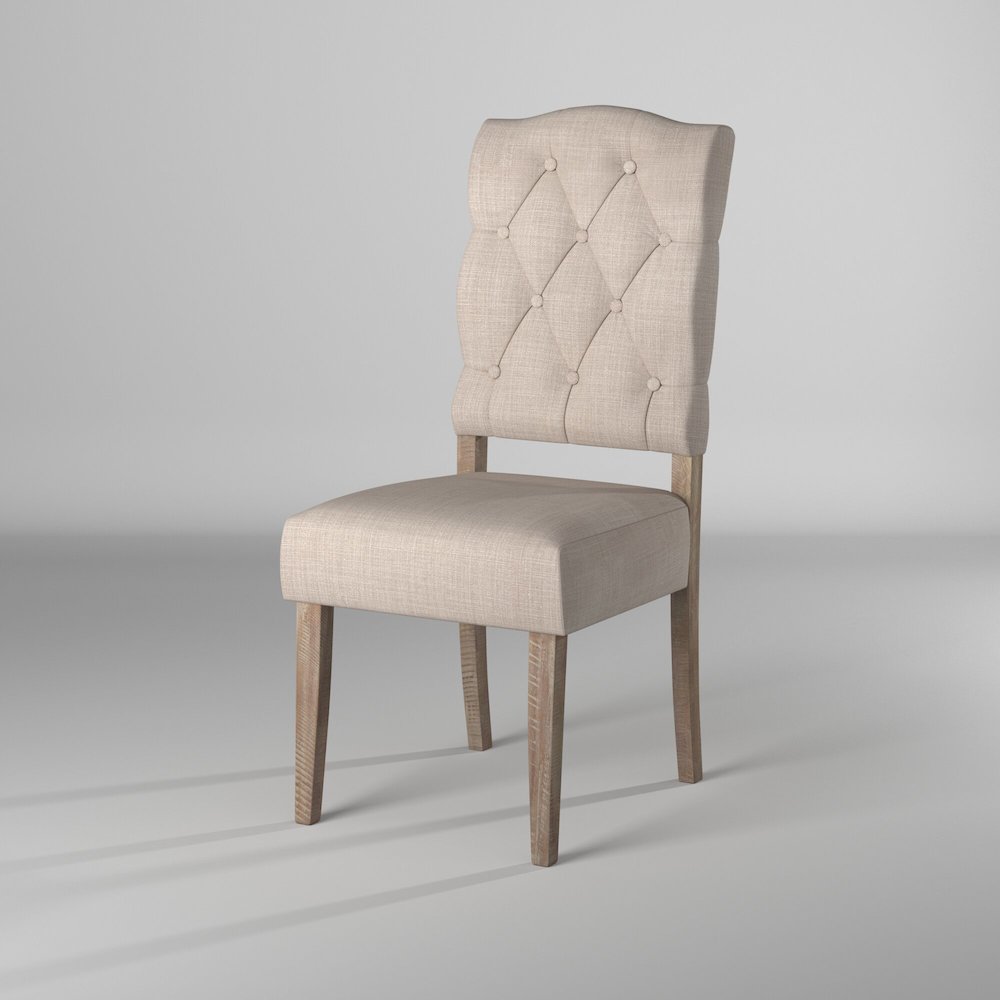 Newberry Set of 2 Button Tufted Parson Chairs, Weathered Natural. Picture 2