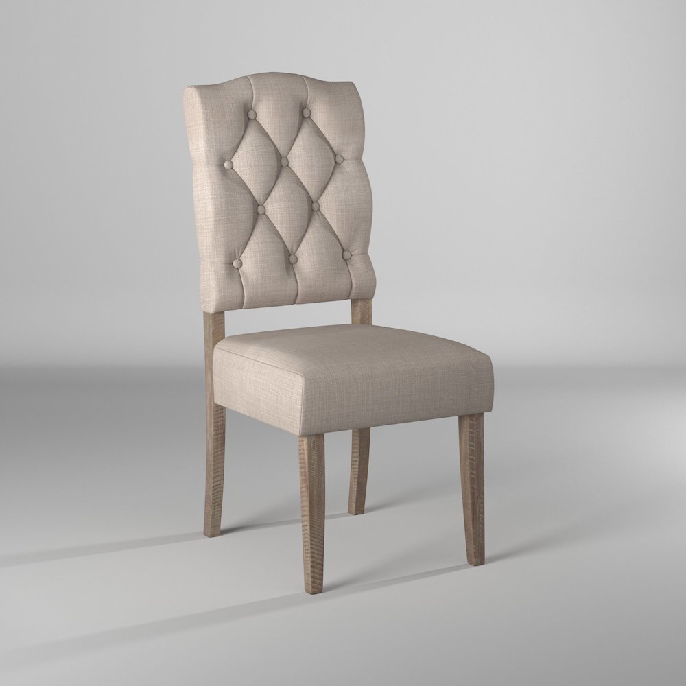 Newberry Set of 2 Button Tufted Parson Chairs, Weathered Natural. Picture 8