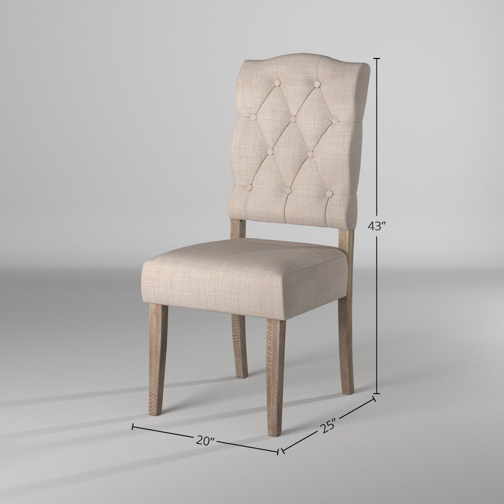 Newberry Set of 2 Button Tufted Parson Chairs, Weathered Natural. Picture 5