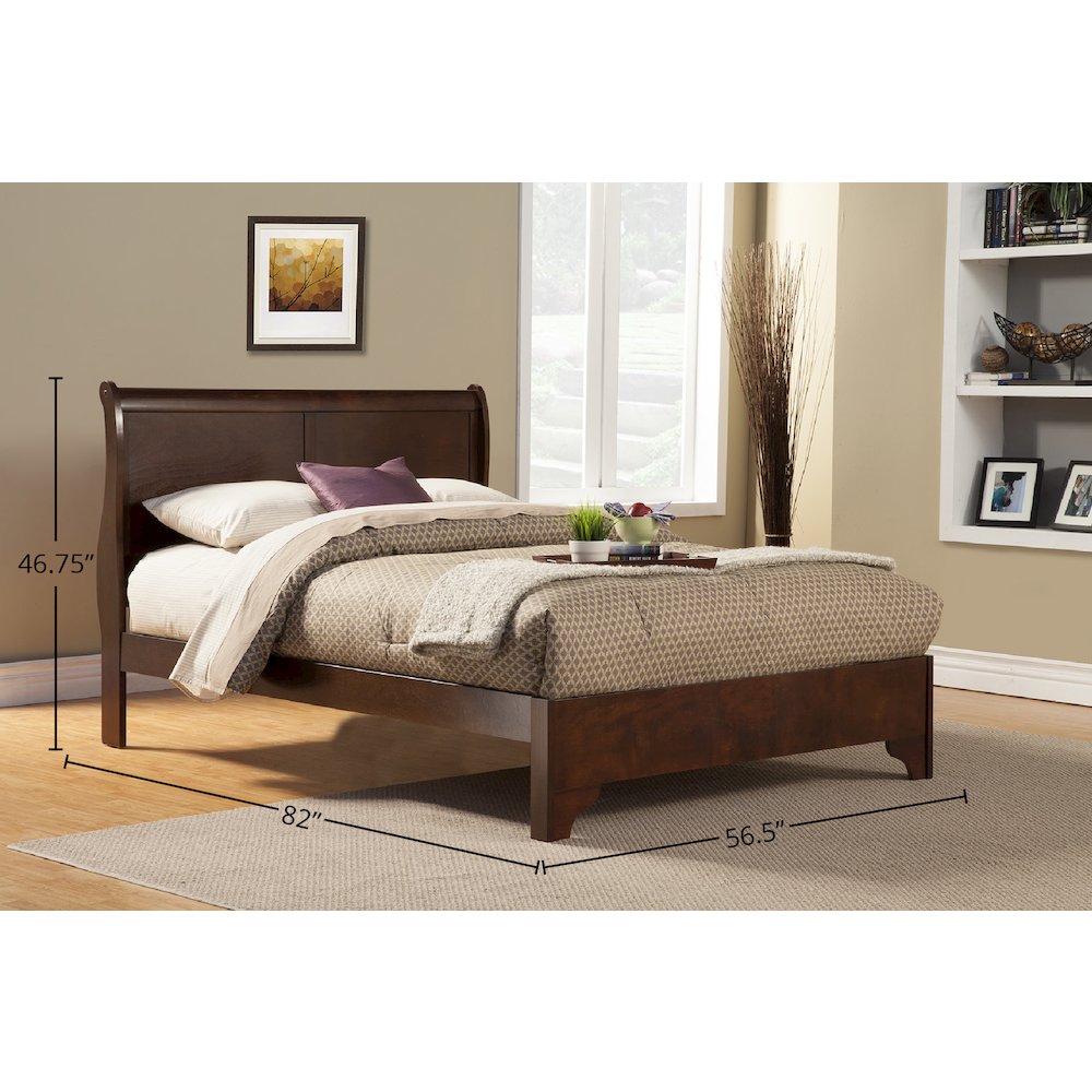 West Haven Full Low Footboard Sleigh Bed, Cappuccino. Picture 1