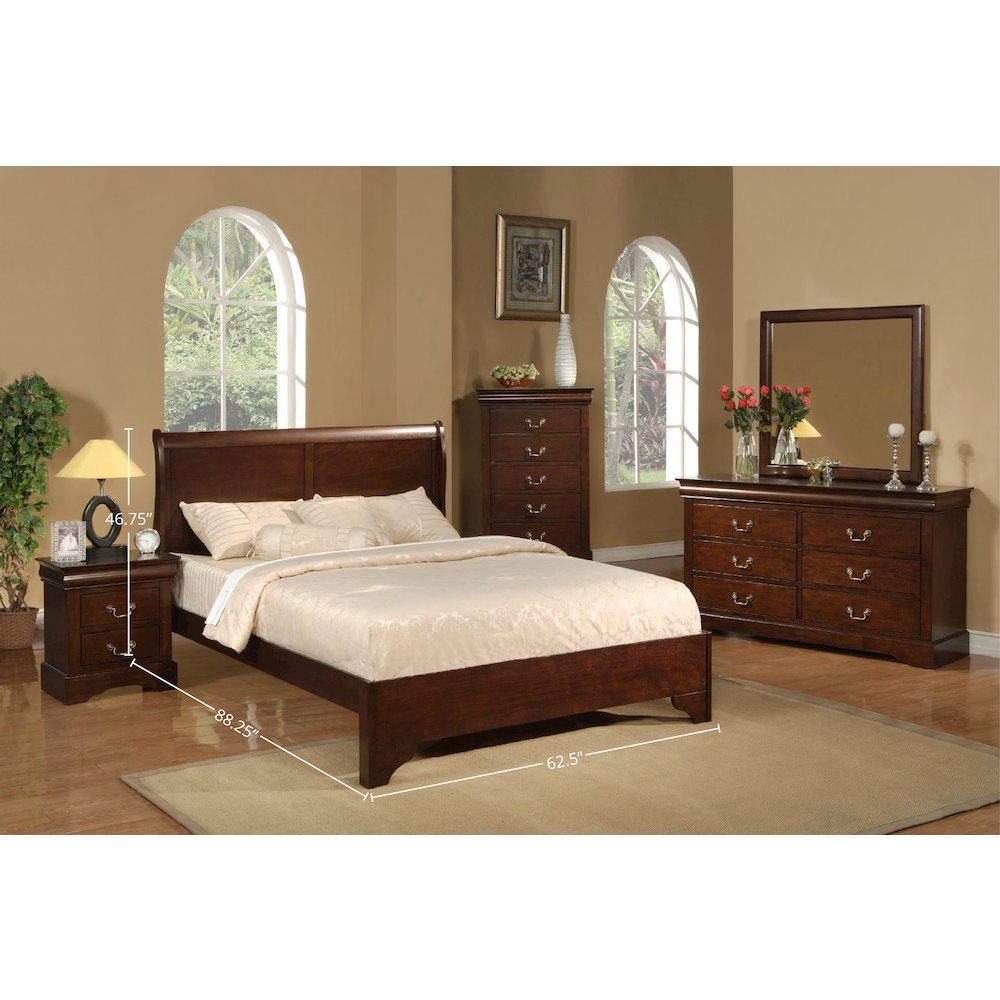 West Haven Queen Low Footboard Sleigh Bed, Cappuccino. Picture 1
