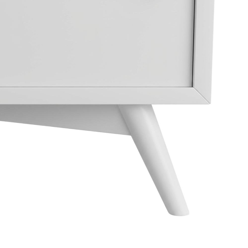 White Small TV Console with Mahogany Solids and Veneer, Modern Style. Picture 6