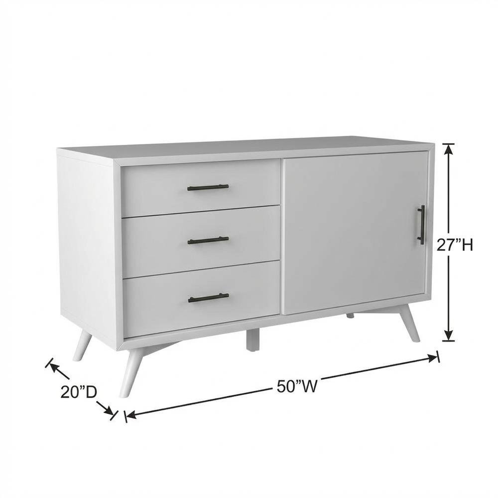 White Small TV Console with Mahogany Solids and Veneer, Modern Style. Picture 7