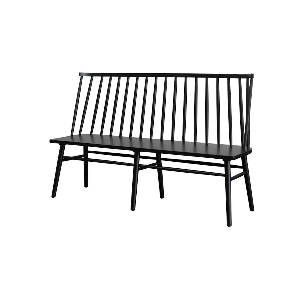 Farmhouse Style Windsor Dining Bench with Solid Wood Frame and Comfortable Seat. Picture 4