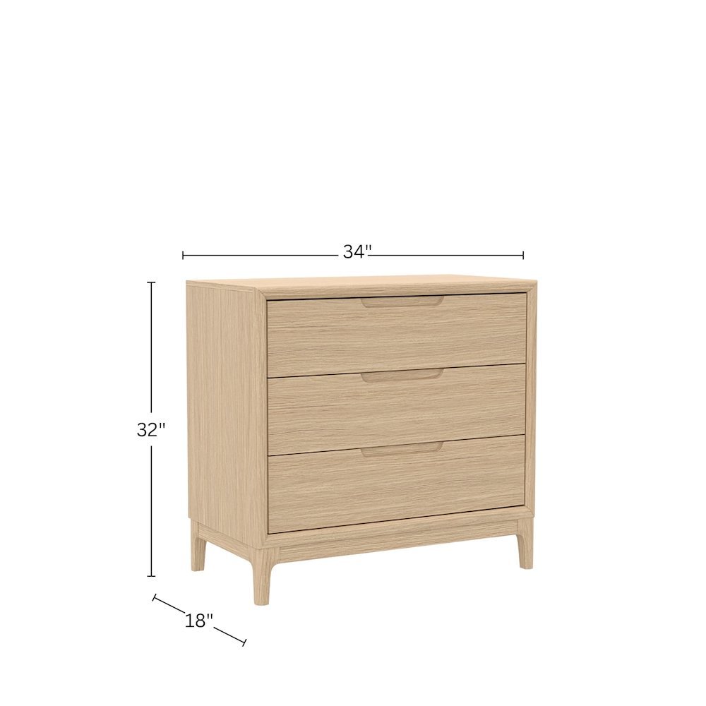 Light Oak Accent Chest with Modern Design and Spacious Drawer Storage. Picture 8