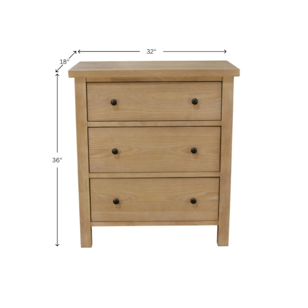 Three Drawer Small Chest with Modern Farmhouse Design and Sturdy Build. Picture 4