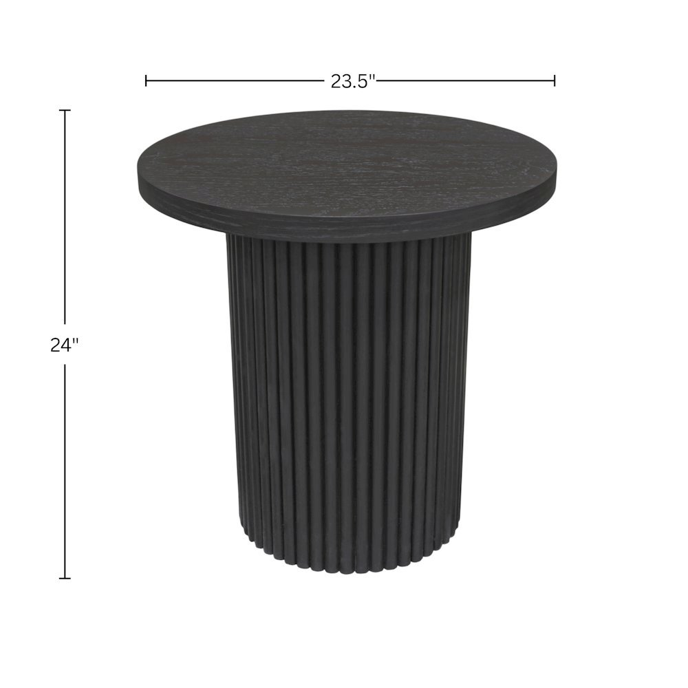 Black Round End Table with Modern Design and Thick Tabletop. Picture 8