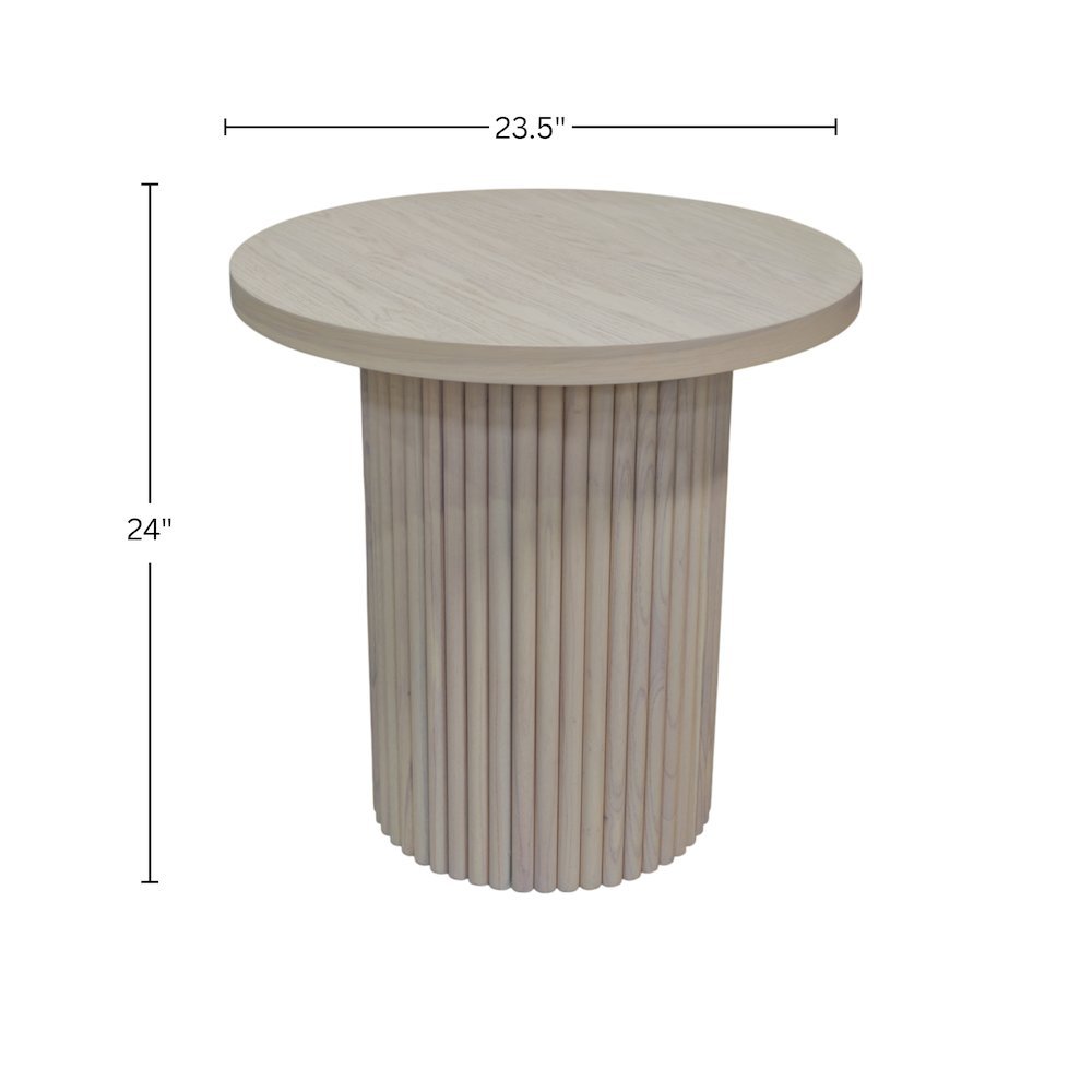 White Wash Round End Table with Modern Design and Sturdy Construction. Picture 9
