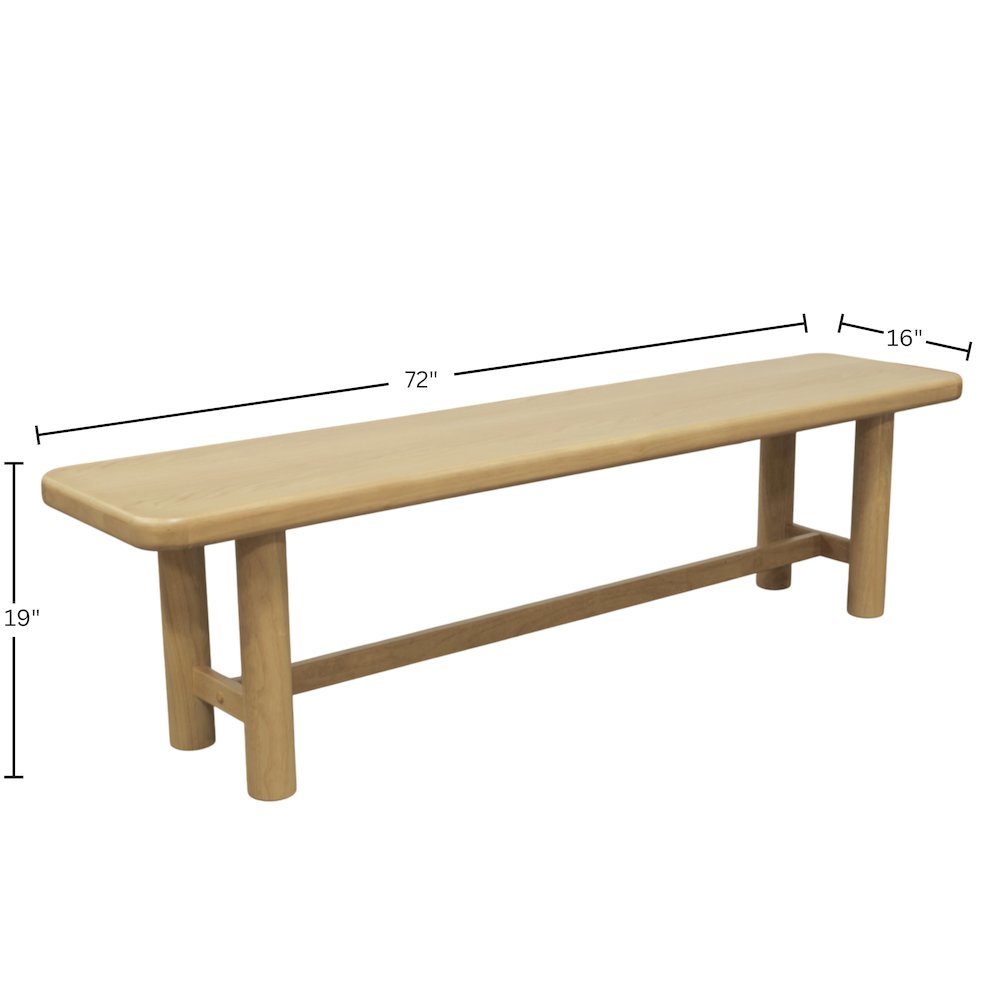 Light Oak Modern Dining Bench with Open Leg Space and Sleek Design. Picture 8