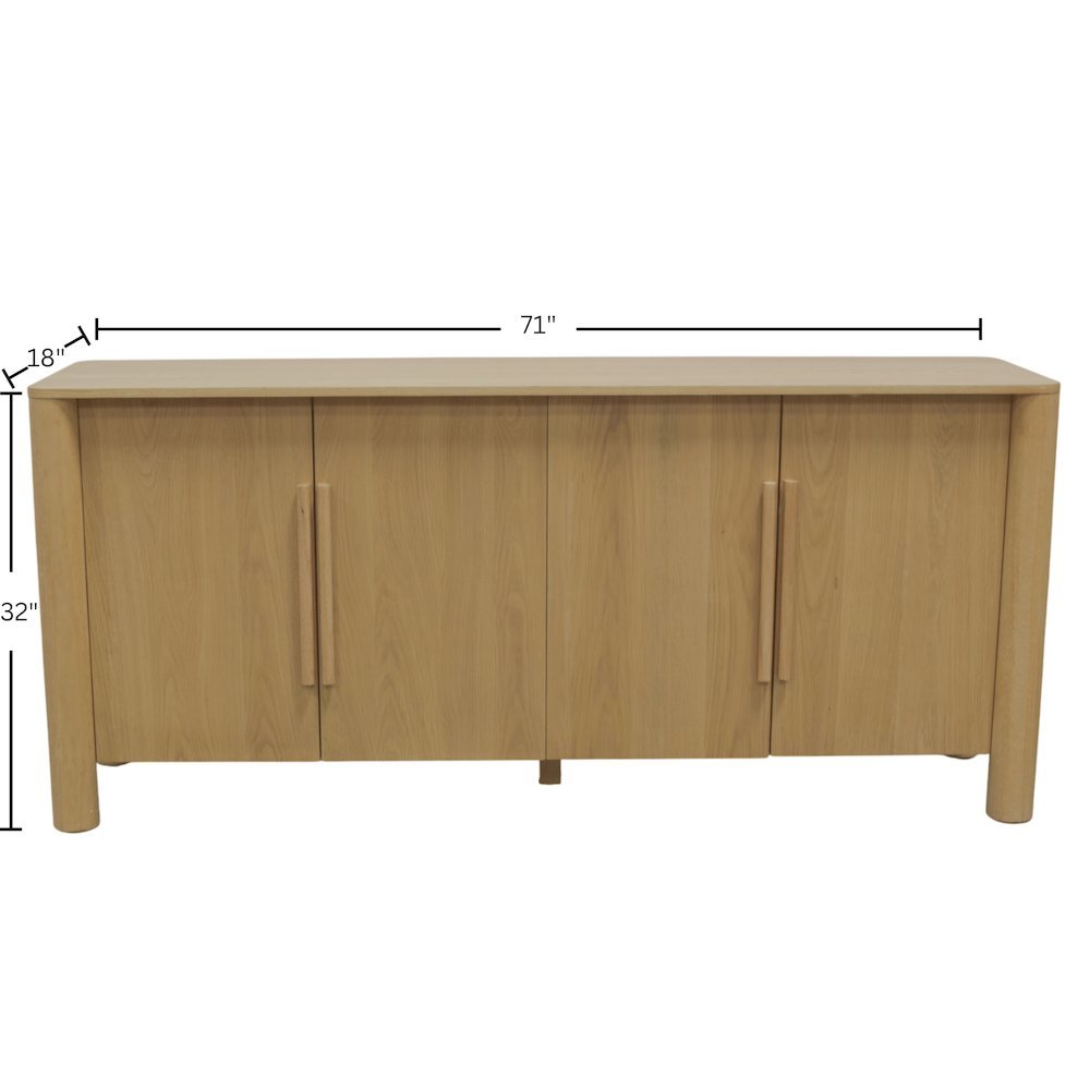 Light Oak Sideboard with Modern Design and Spacious Interior Shelf Storage. Picture 8