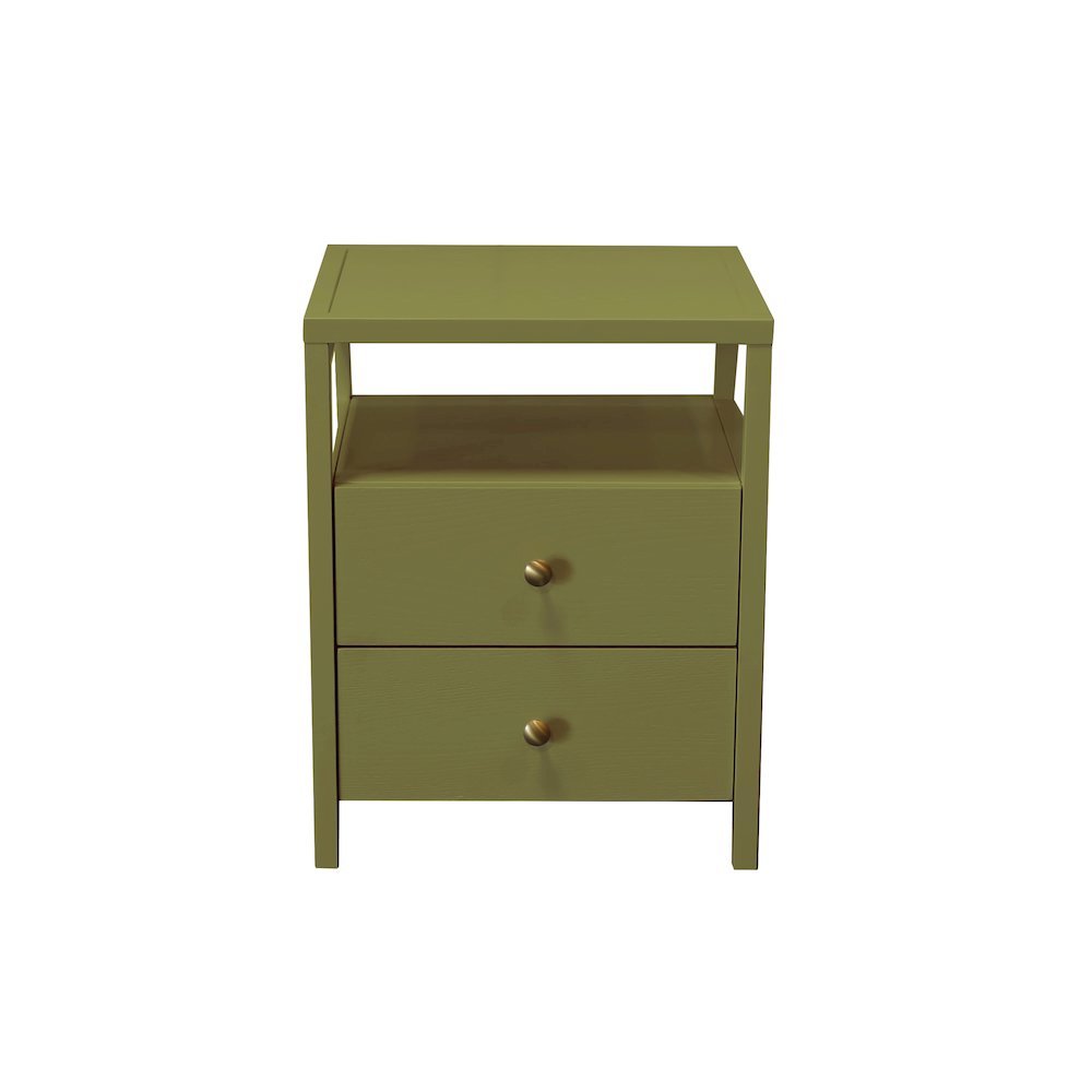 Olive Finish End Table with Drawer and Modern Farmhouse Design. Picture 1