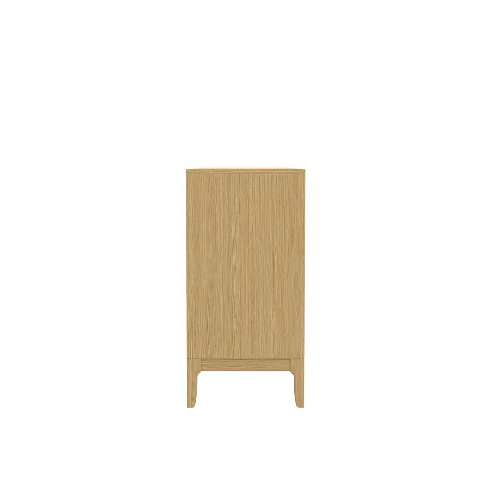 Light Oak Dining Server with Drawers and Modern Shelving Storage Unit. Picture 5