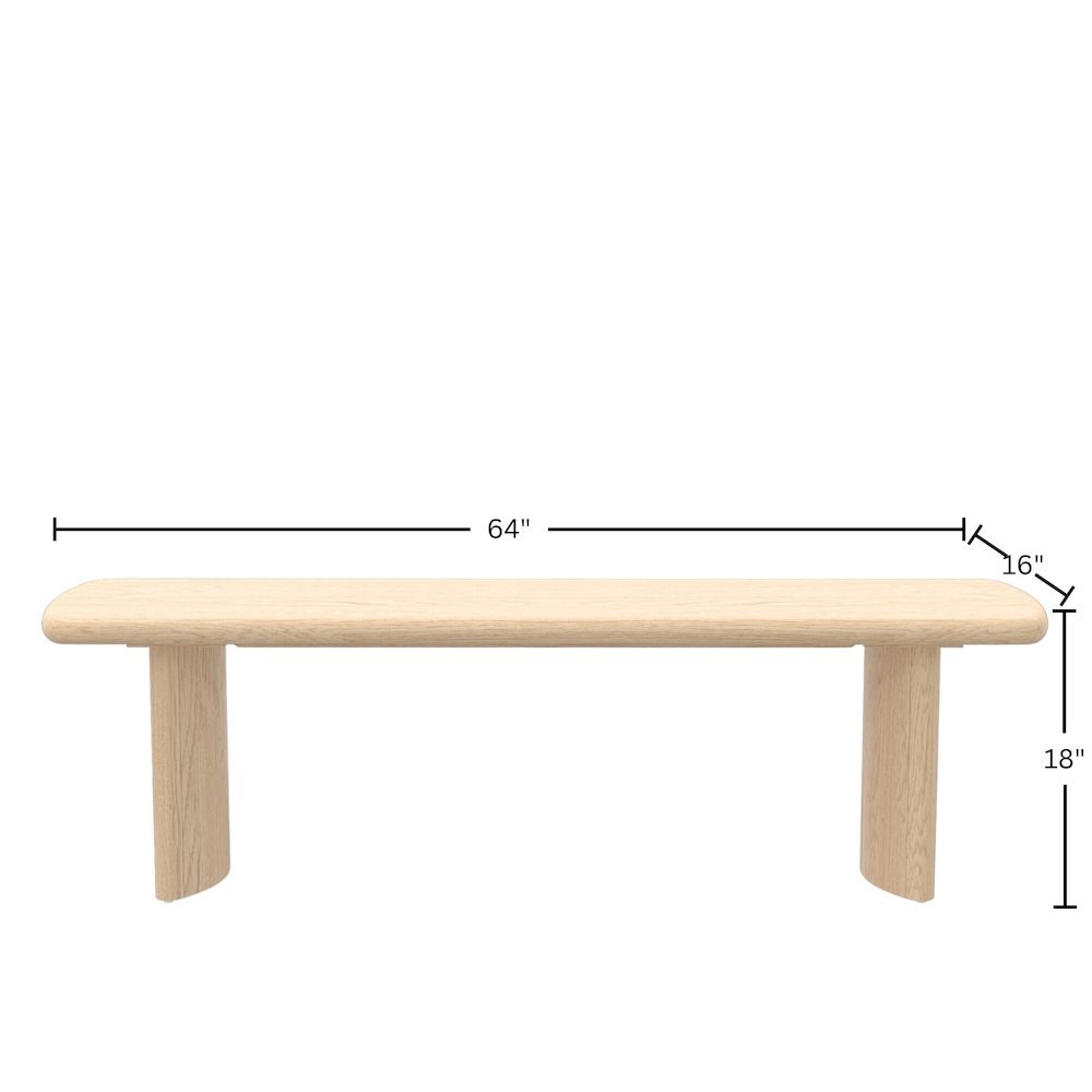 Light Oak Modern Dining Bench with Sturdy Frame and Comfortable Seating. Picture 9
