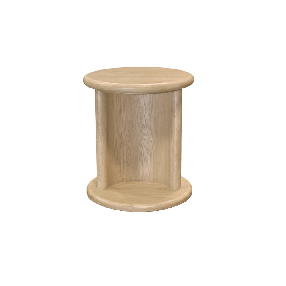Light Oak End Table with Bottom Shelf Modern Design Single Piece. Picture 1