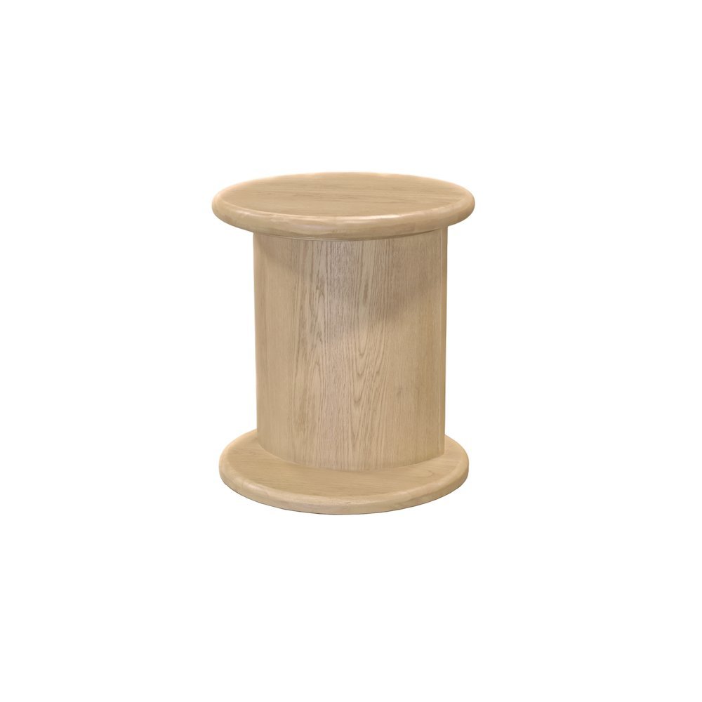 Light Oak End Table with Bottom Shelf Modern Design Single Piece. Picture 6