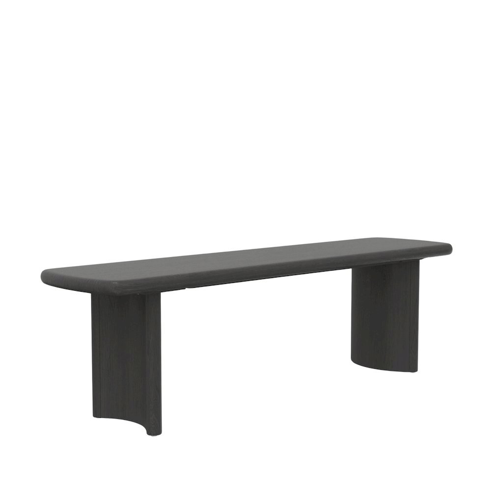 Black Modern Dining Bench with Sturdy Frame and Comfortable Seating. Picture 1
