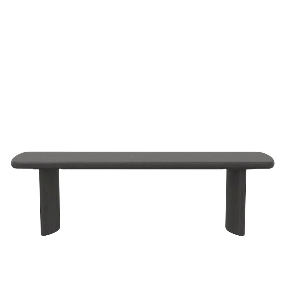Black Modern Dining Bench with Sturdy Frame and Comfortable Seating. Picture 4