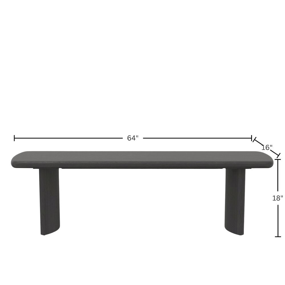 Black Modern Dining Bench with Sturdy Frame and Comfortable Seating. Picture 9
