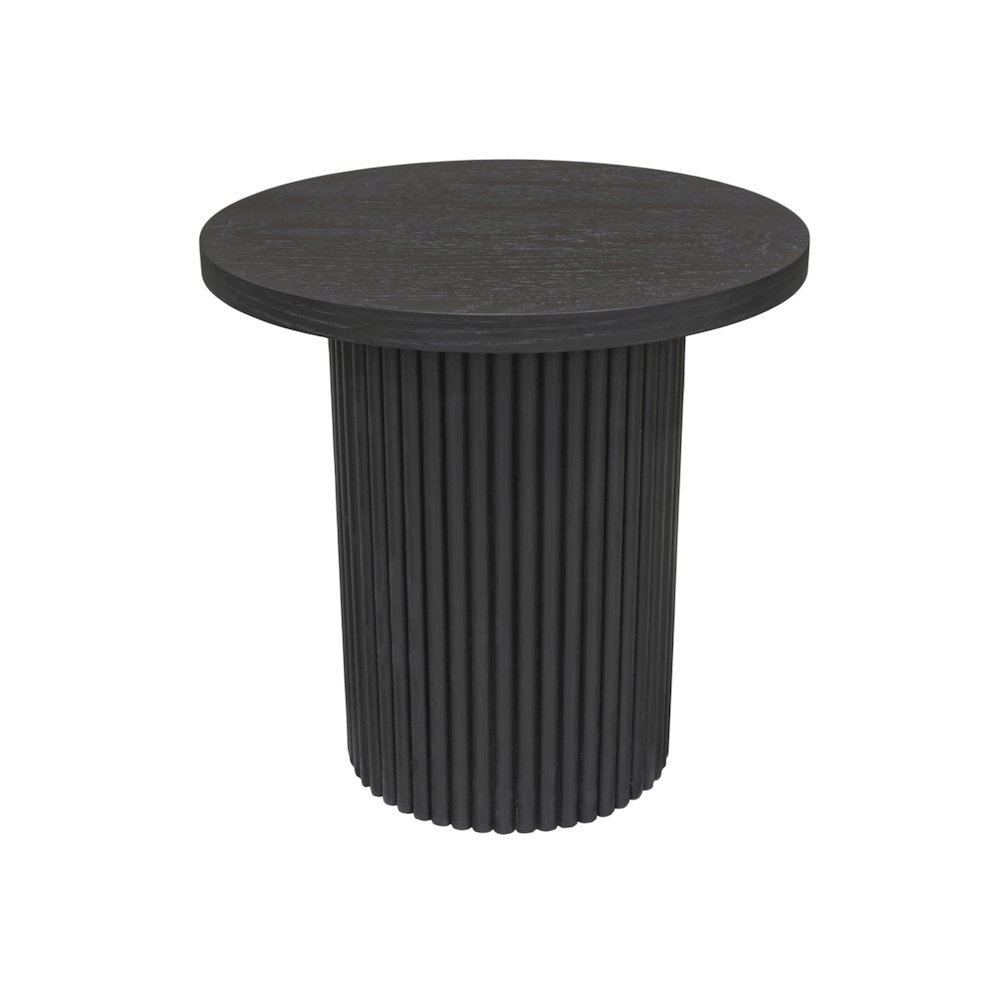 Black Round End Table with Modern Design and Thick Tabletop. Picture 4