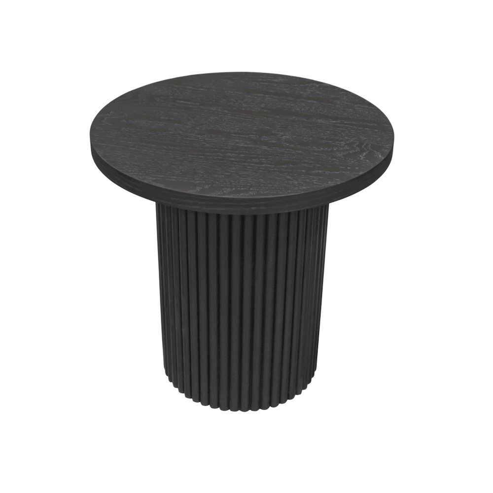 Black Round End Table with Modern Design and Thick Tabletop. Picture 5