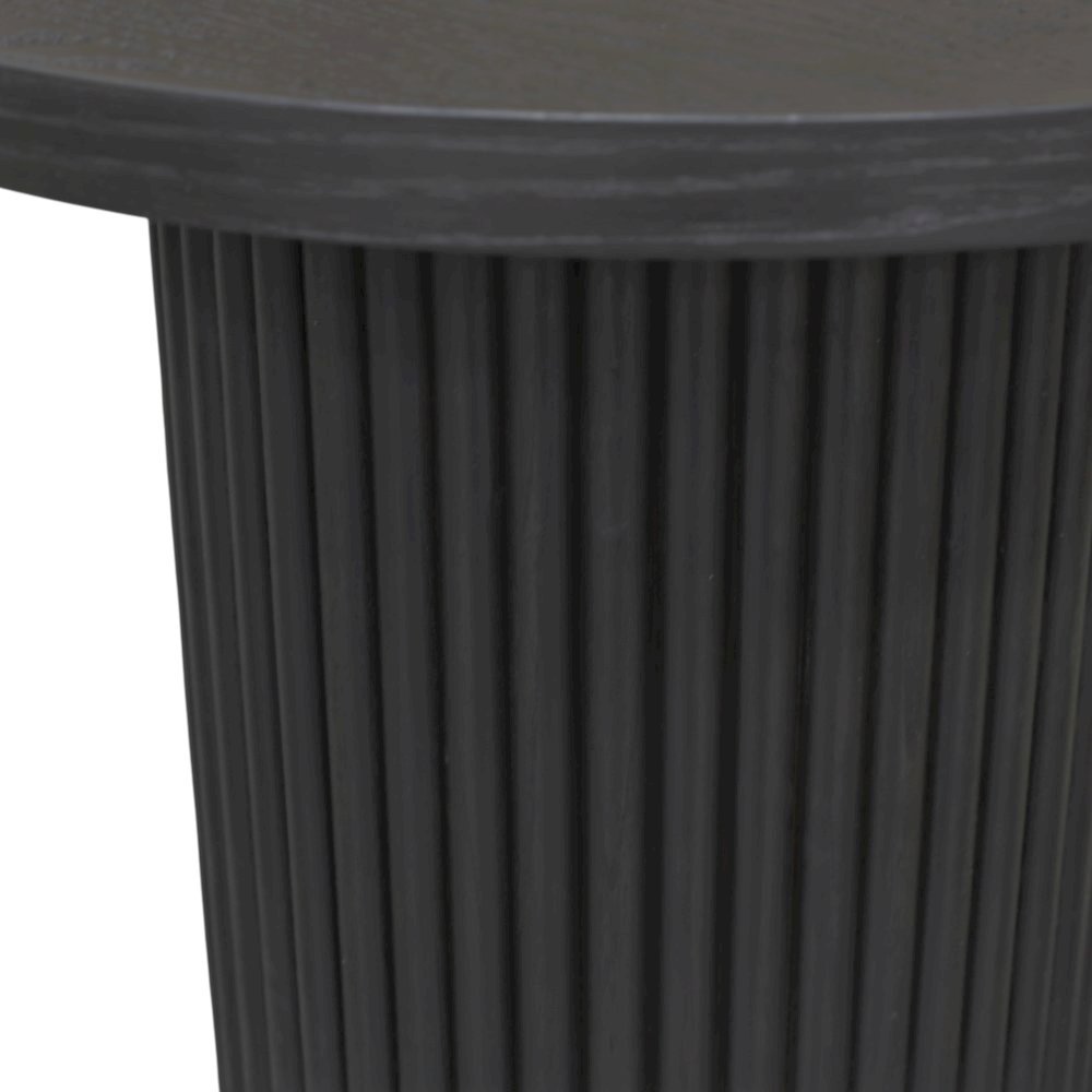 Black Round End Table with Modern Design and Thick Tabletop. Picture 6